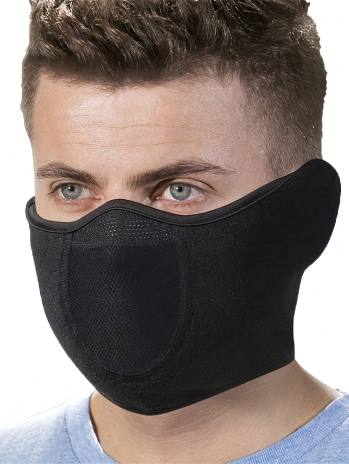 2/1PC Men Motorcycle Cycling Cold-Proof Earmuffs Fleece Knitted Face Mask Half Face Outdoor Sports Breathable Mask Winter Warm Windproof For Skiing Mask Earmuffs Unisex