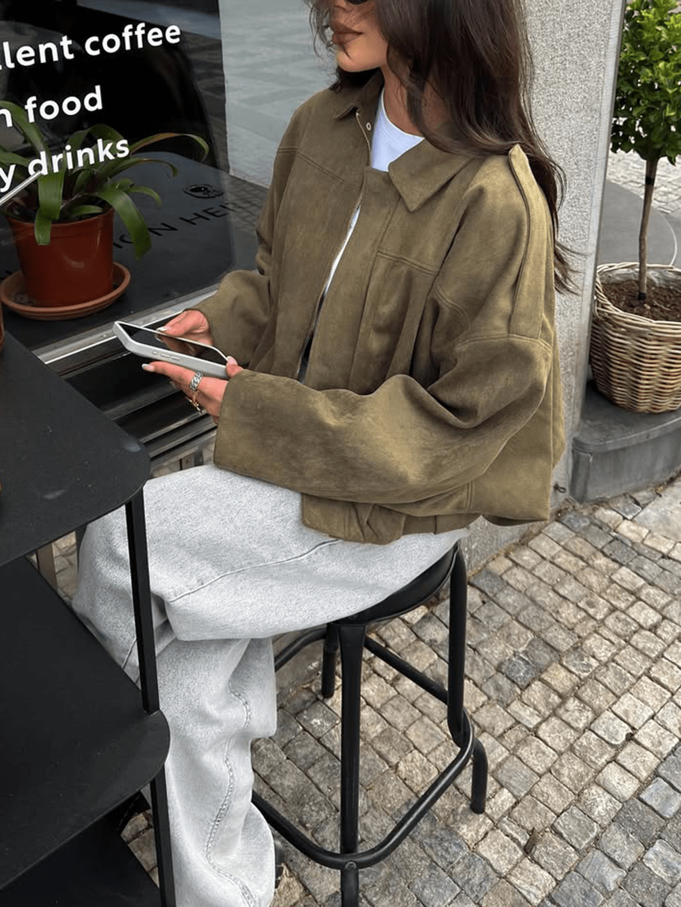 Dirty Martini Green Suede Bomber Jackets Women Long Sleeve Zipper Oversized Jackets Fashion 2025 Fall Winter Casual Streetwear Outwears Christmas Outfit
