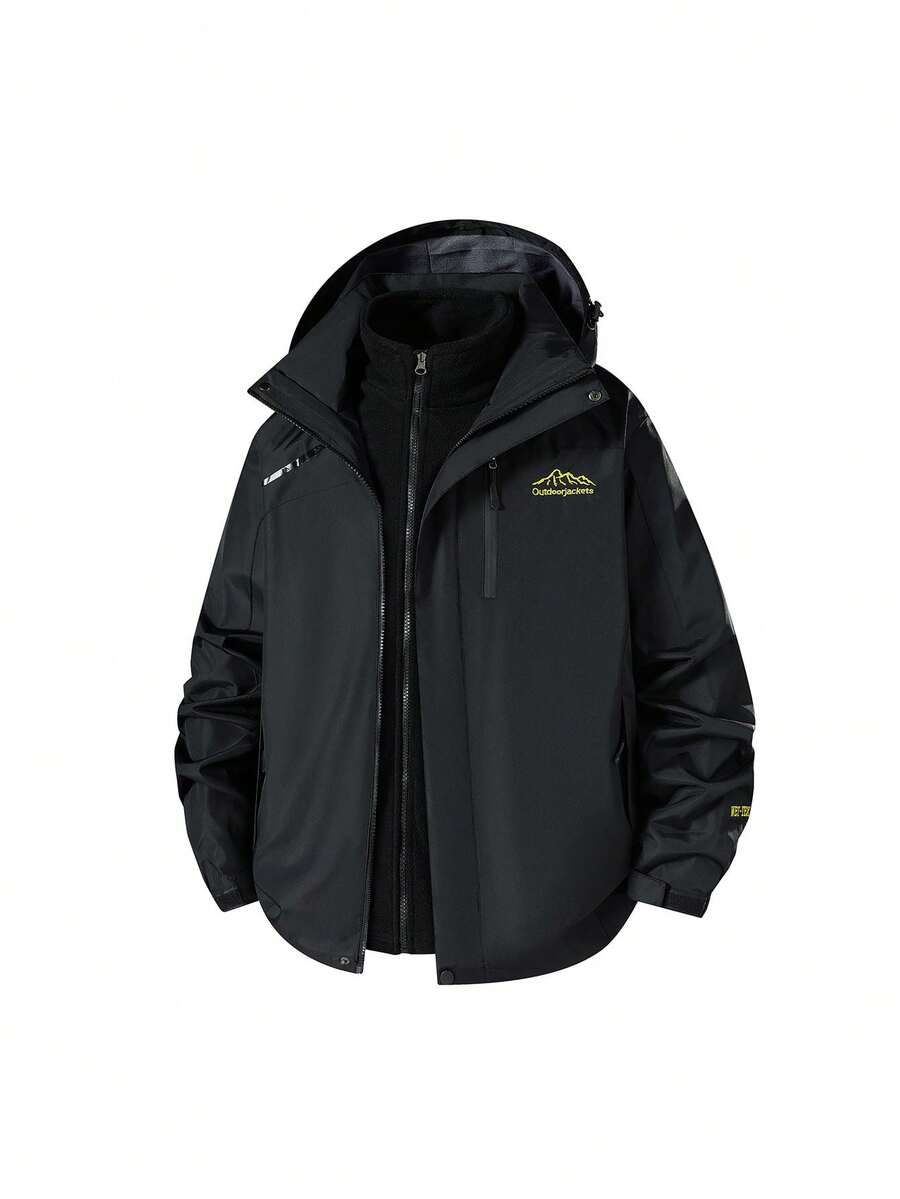 Unisex Outdoor Softshell Jacket, 3-In-1 Detachable Fleece Lining, Windproof Waterproof, Suitable For Autumn/Winter