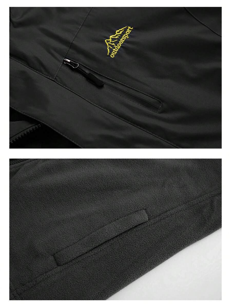 Unisex Outdoor Softshell Jacket, 3-In-1 Detachable Fleece Lining, Windproof Waterproof, Suitable For Autumn/Winter