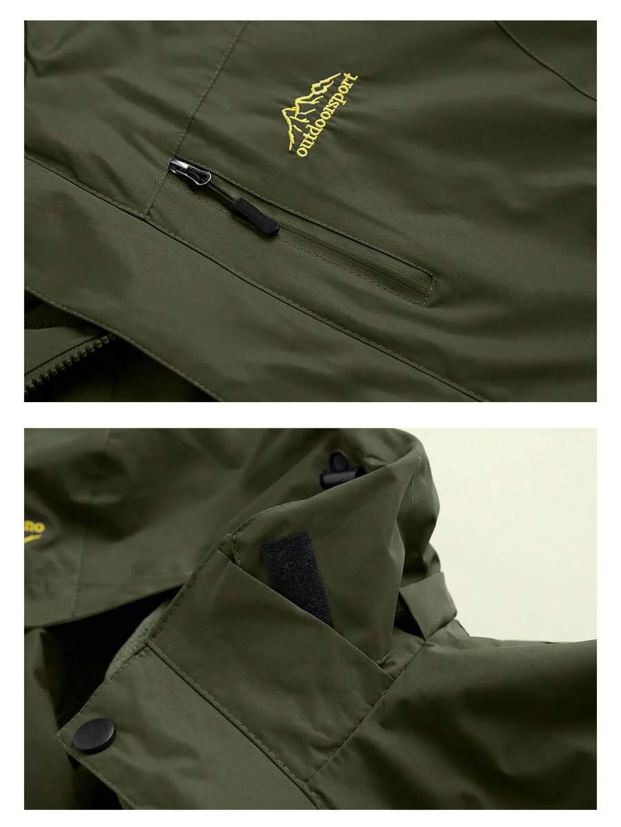 Unisex Outdoor Softshell Jacket, 3-In-1 Detachable Fleece Lining, Windproof Waterproof, Suitable For Autumn/Winter