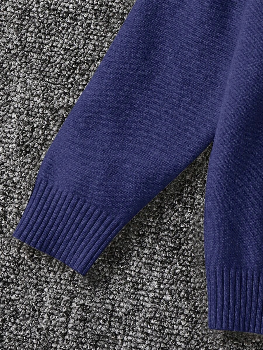 1pc Young Boys' Casual Comfortable Solid Color Versatile Loose Fit Turtleneck Sweater