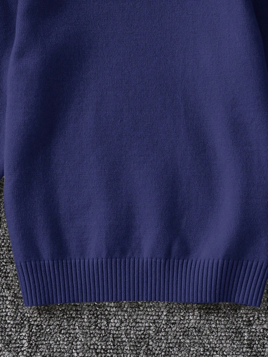 1pc Young Boys' Casual Comfortable Solid Color Versatile Loose Fit Turtleneck Sweater