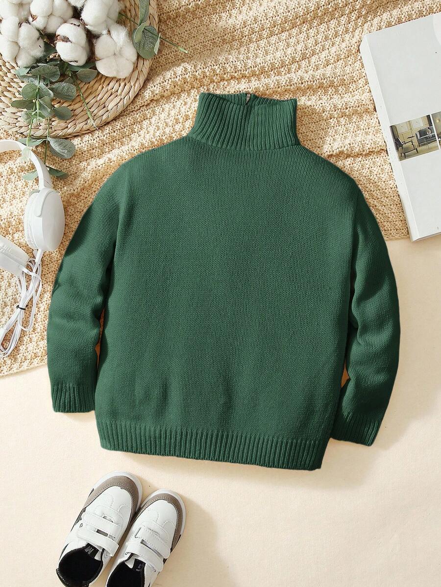 Tween Boys' Casual Turndown Collar Half-Zip Up Long Sleeve Knitted Sweater Fall Winter