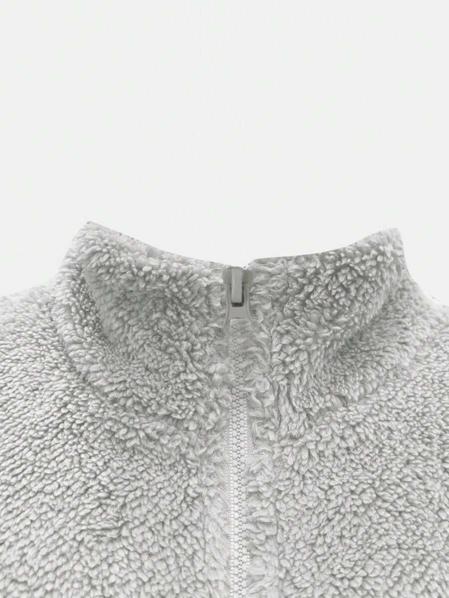 Women's Solid Color Thick Warm Double-Sided Fleece Zip-Up Jacket, Winter