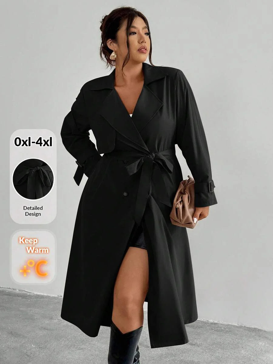 Firerie Elegant Gathered Waist A-Line Long Sleeve Windbreaker Jacket, Autumn/Winter Fall