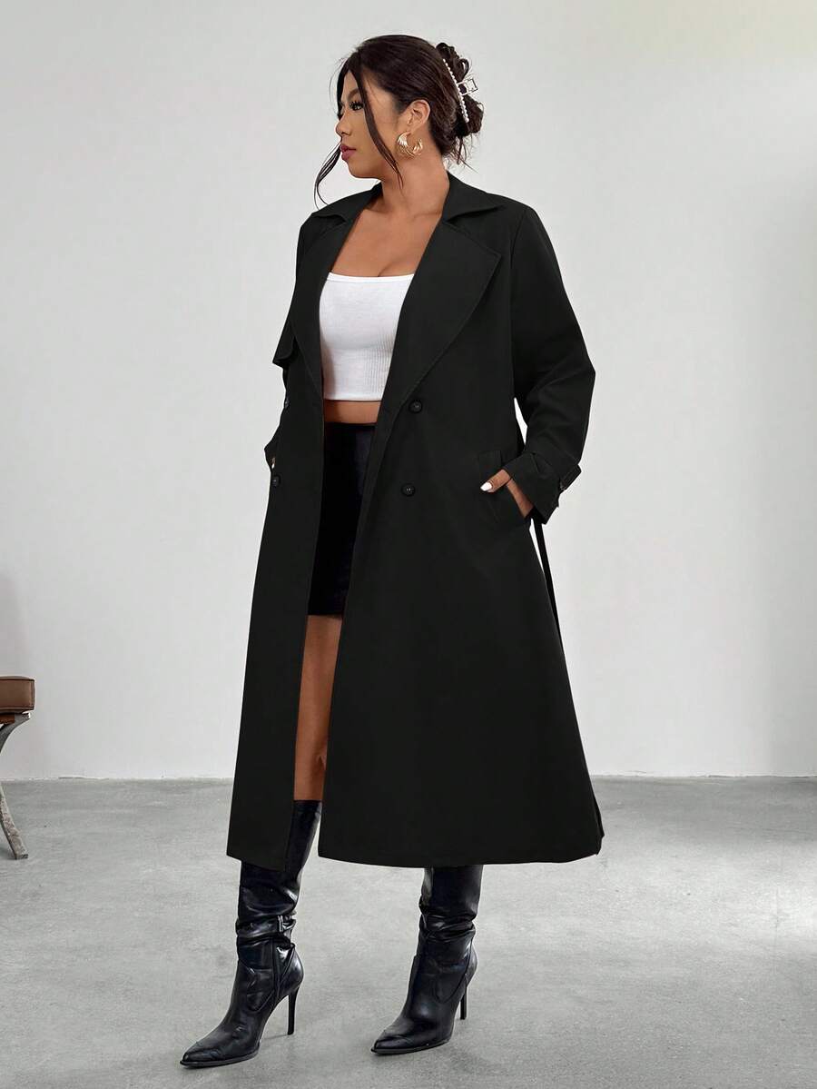 Firerie Elegant Gathered Waist A-Line Long Sleeve Windbreaker Jacket, Autumn/Winter Fall