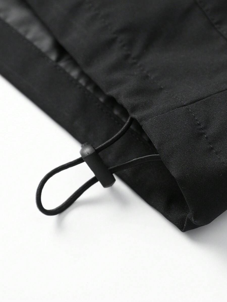 Manfinity Sporsity Men's Casual Versatile Sporty Stand Collar Jacket, Large Graphic Print, Young Couple Style, Large Pockets, Autumn/Winter Jacket Zipup Jacket Windbreaker Jacket Streetwear Jacket Techwear Jacket