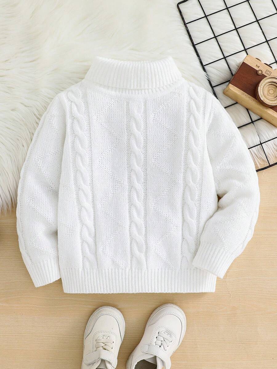 1pc Young Boys' Casual Comfortable Solid Color Versatile Loose Fit Turtleneck Sweater