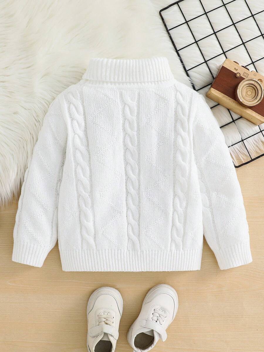 1pc Young Boys' Casual Comfortable Solid Color Versatile Loose Fit Turtleneck Sweater