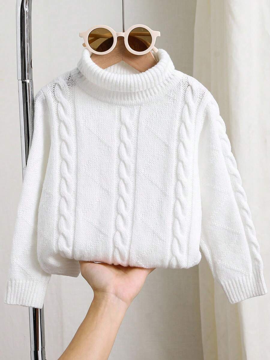 1pc Young Boys' Casual Comfortable Solid Color Versatile Loose Fit Turtleneck Sweater