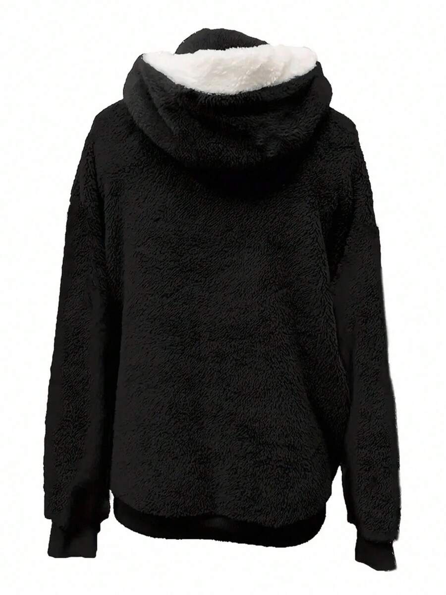 INAWLY Women's Zip-Up Drawstring Hooded Fleece Jacket, Regular Fit, Autumn/Winter