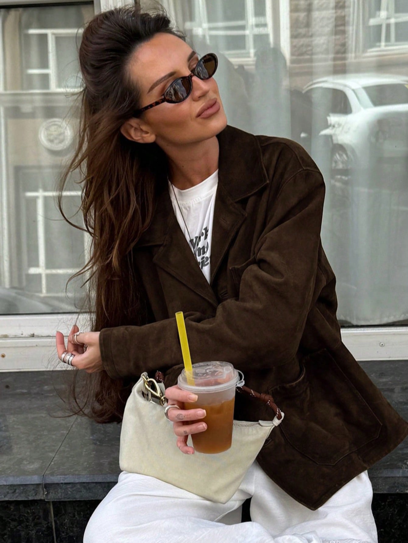 Autumn Long Sleeve Maillard Brown Lapel Fleece Loose Barn Style High-End Suede Women Jacket