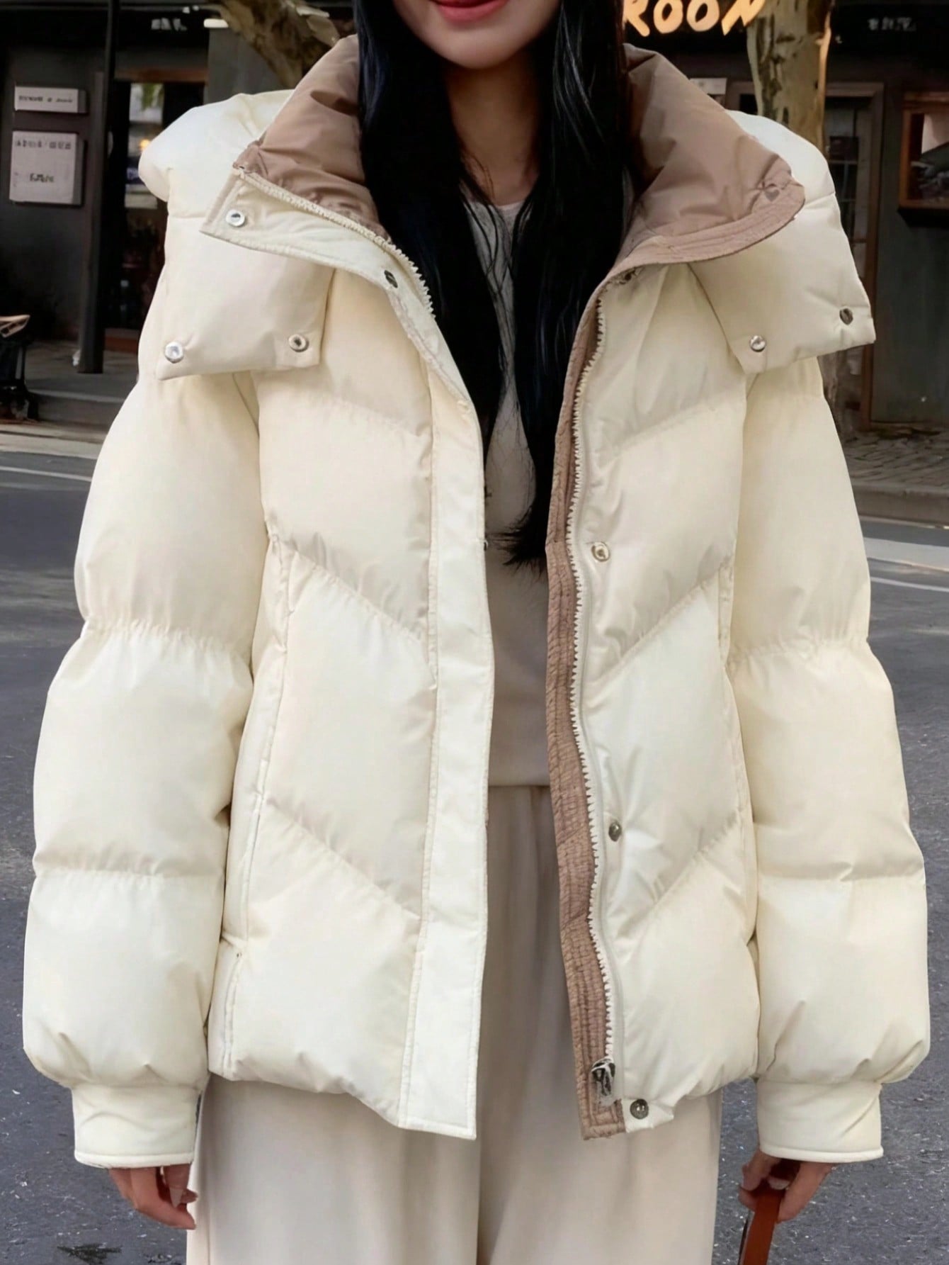 Winter Women's Hoodies Padded Down Coats Elegant Casual Solid Chic Party Birthday Zip Up Hooded Down Jackets Padded Parkas Korean Fashion Thicken Winter Coats Female Puffer Outwear Business Casual Woman Streetwear Clothes
