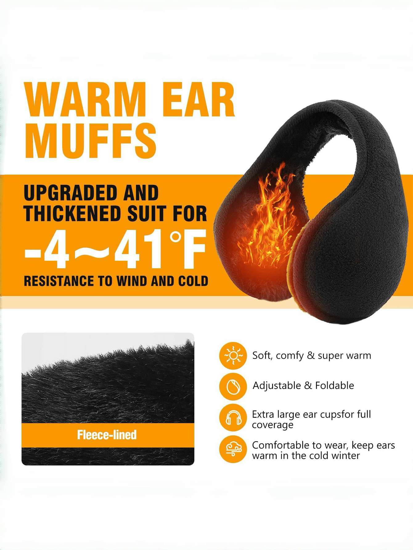 1 Piece, Men's and Women's Winter Warm Ear Muffs, Rear Ear Muffs, Autumn and Winter Windproof Ear Muffs, Cold Proof Ear Muffs, Suitable for Autumn and Winter Outings, Cycling Wear