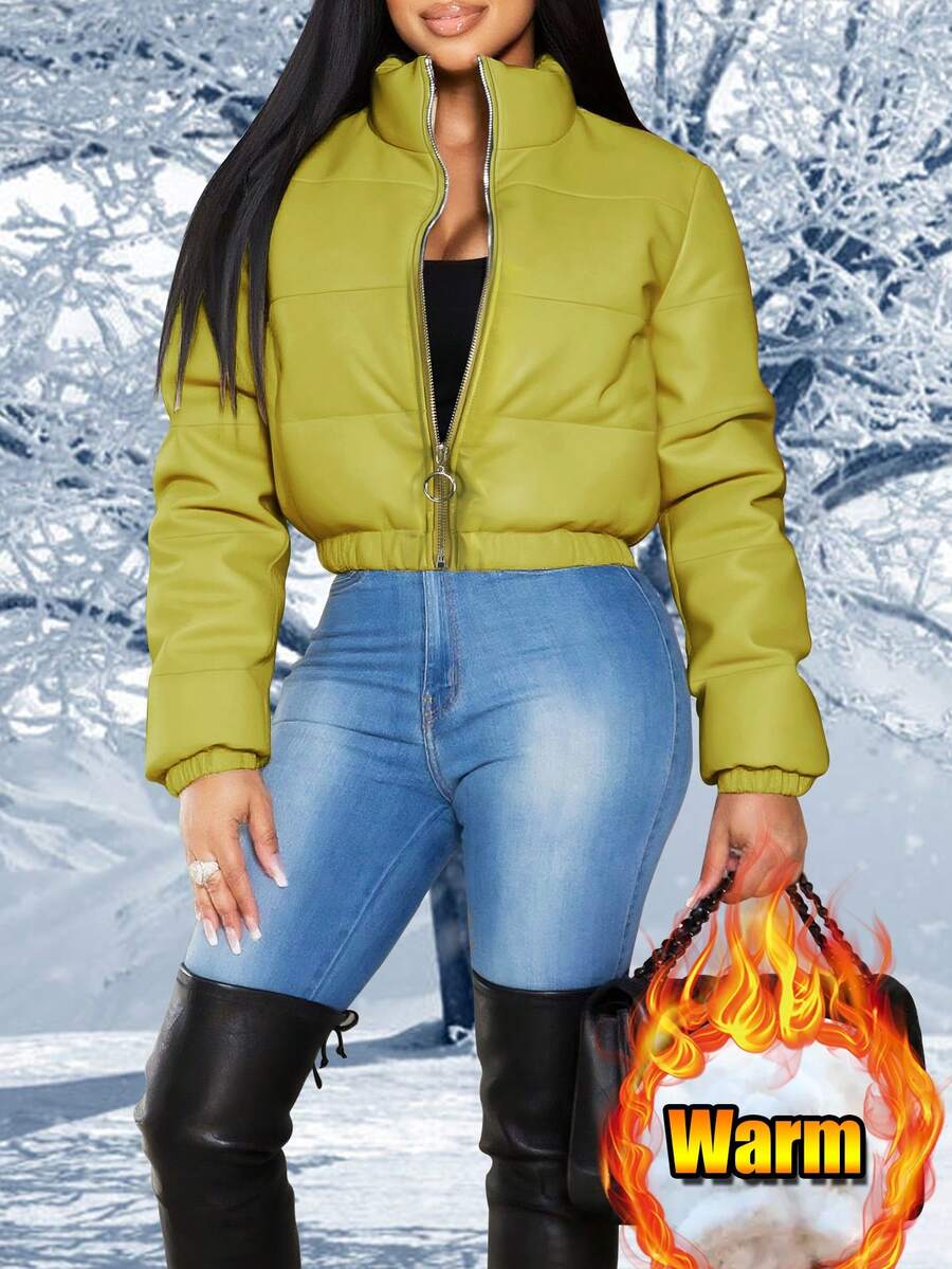 Winter Fashion Black Short Outdoor Warm Winter Jacket. Zipper Flap With Pocket.