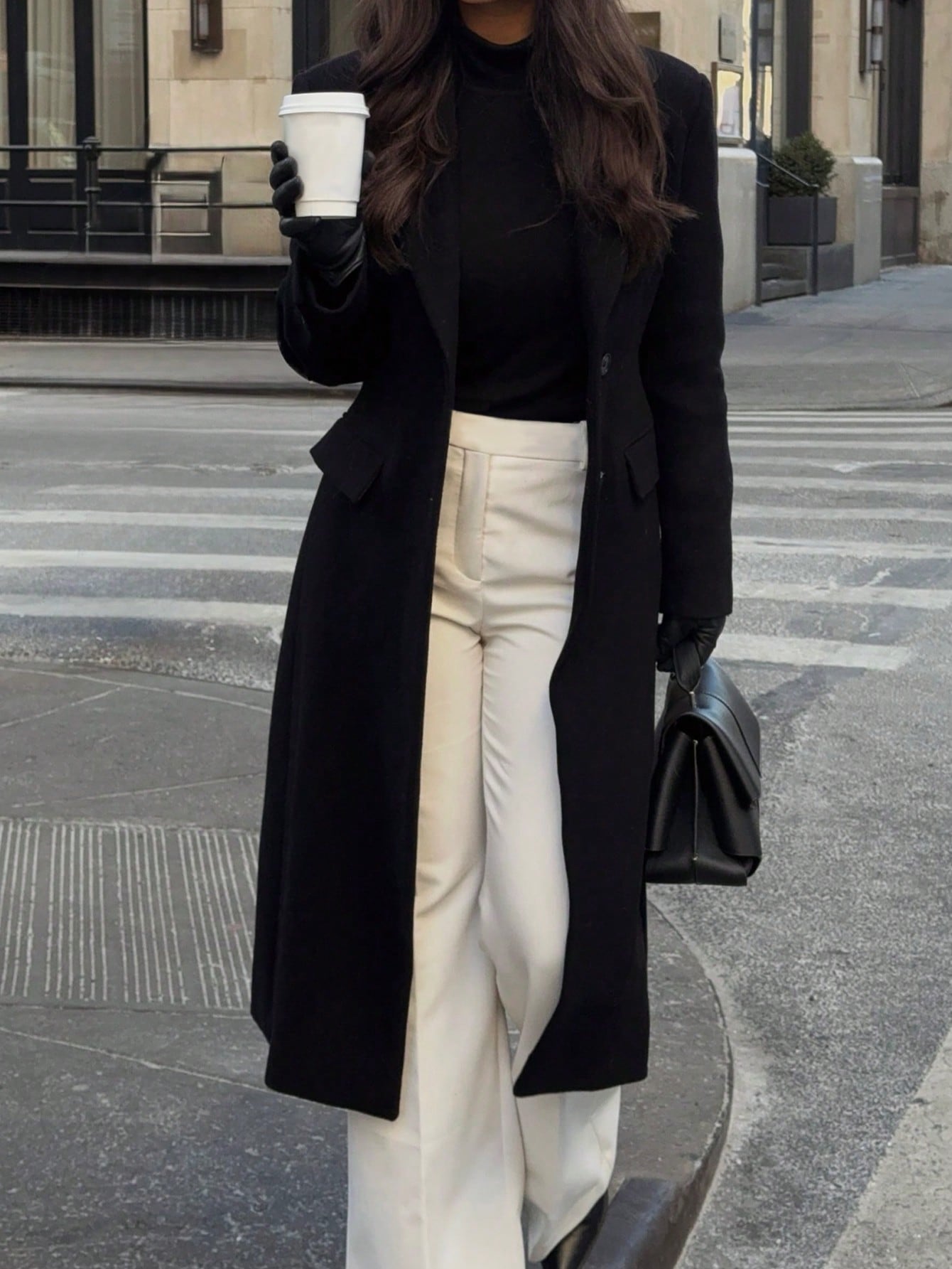 Women's Casual Button Pocket Straight Long Sleeve Long Coat Jacket, Suitable For Commuting And Leisure, Autumn/Winter