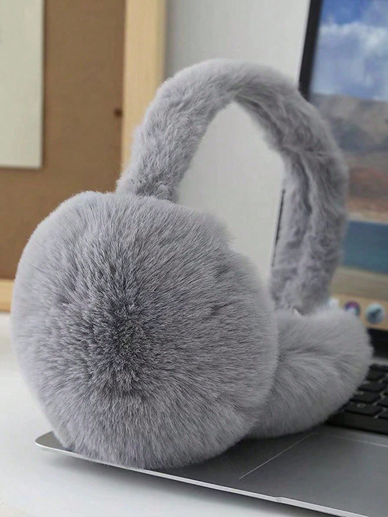 1pc Men's Fashionable Solid Color Plush Ear Muffs
