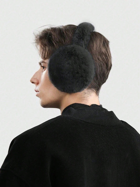1pc Men's Fashionable Solid Color Plush Ear Muffs