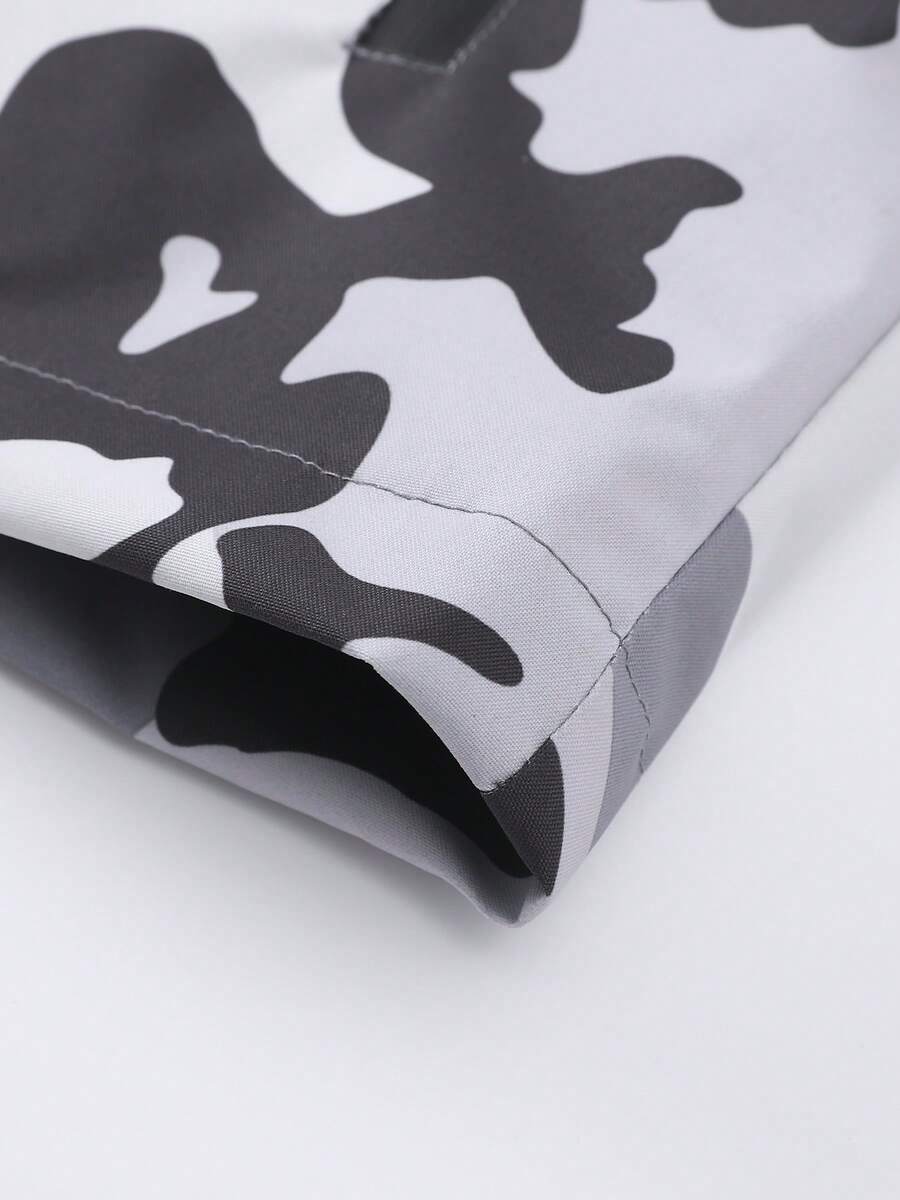 Men's Casual Water-Resistant Windproof Jacket With Letter Print, Versatile Camo Style For Outdoor Activities, Fashion Casual Wear For All Seasons, Fall