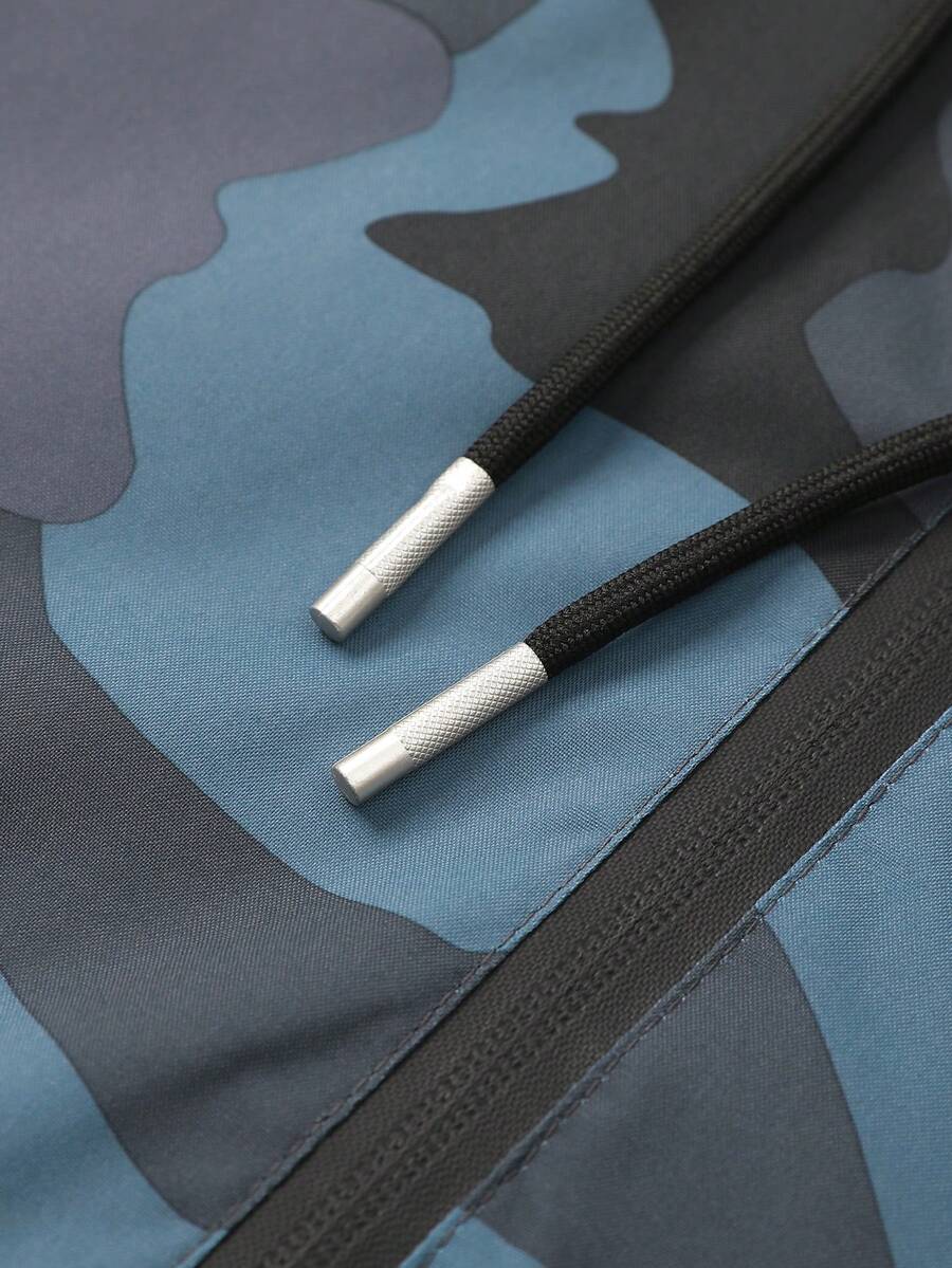 Men's Casual Water-Resistant Windproof Jacket With Letter Print, Versatile Camo Style For Outdoor Activities, Fashion Casual Wear For All Seasons, Fall