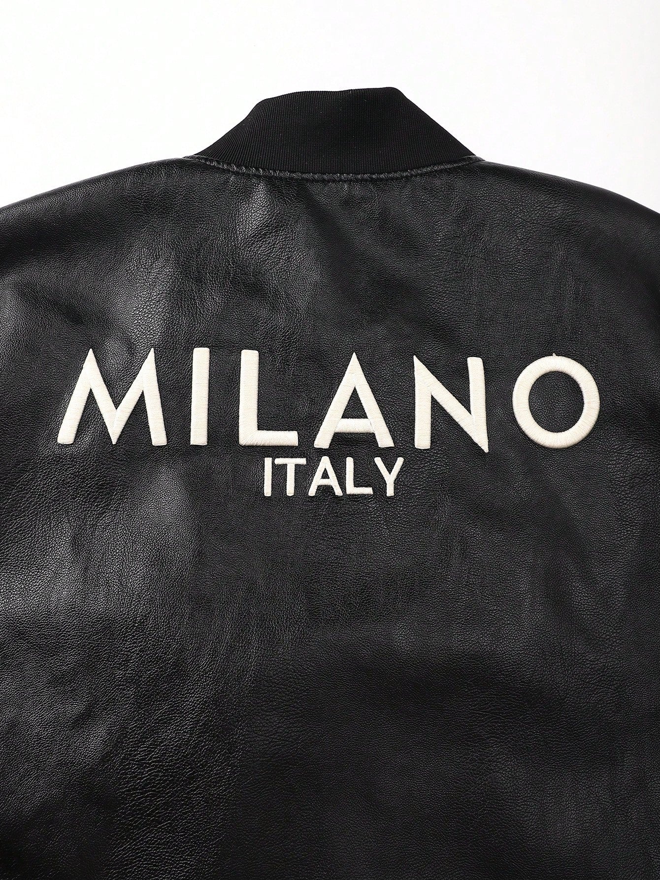 Men's PU Leather Jacket Bomber Coat, Thin Printed Stylish Long Sleeve Outerwear For Spring & Autumn