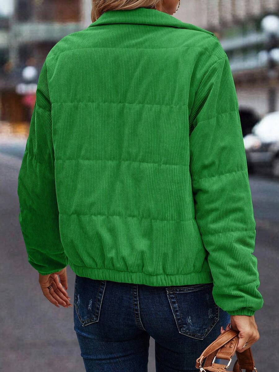 Clasi Zip Up Snap Button Padded Padded Coat Clothes Winter Fall Cloth For Women