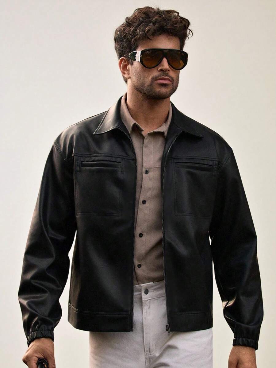 HIMLAND Men's Casual Floral Embroidered Jacket, Suitable For Everyday Wear, Fall, Winter