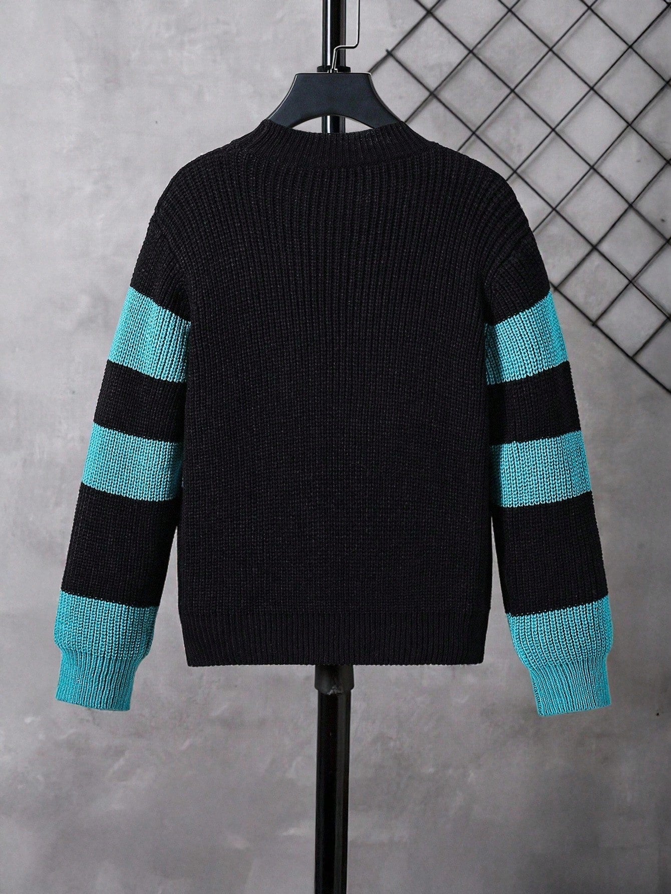 1pc Boys' Pullover Sweater, Classic Color Block Round Neck Loose Casual Style, Bright Colors, Neat Hem