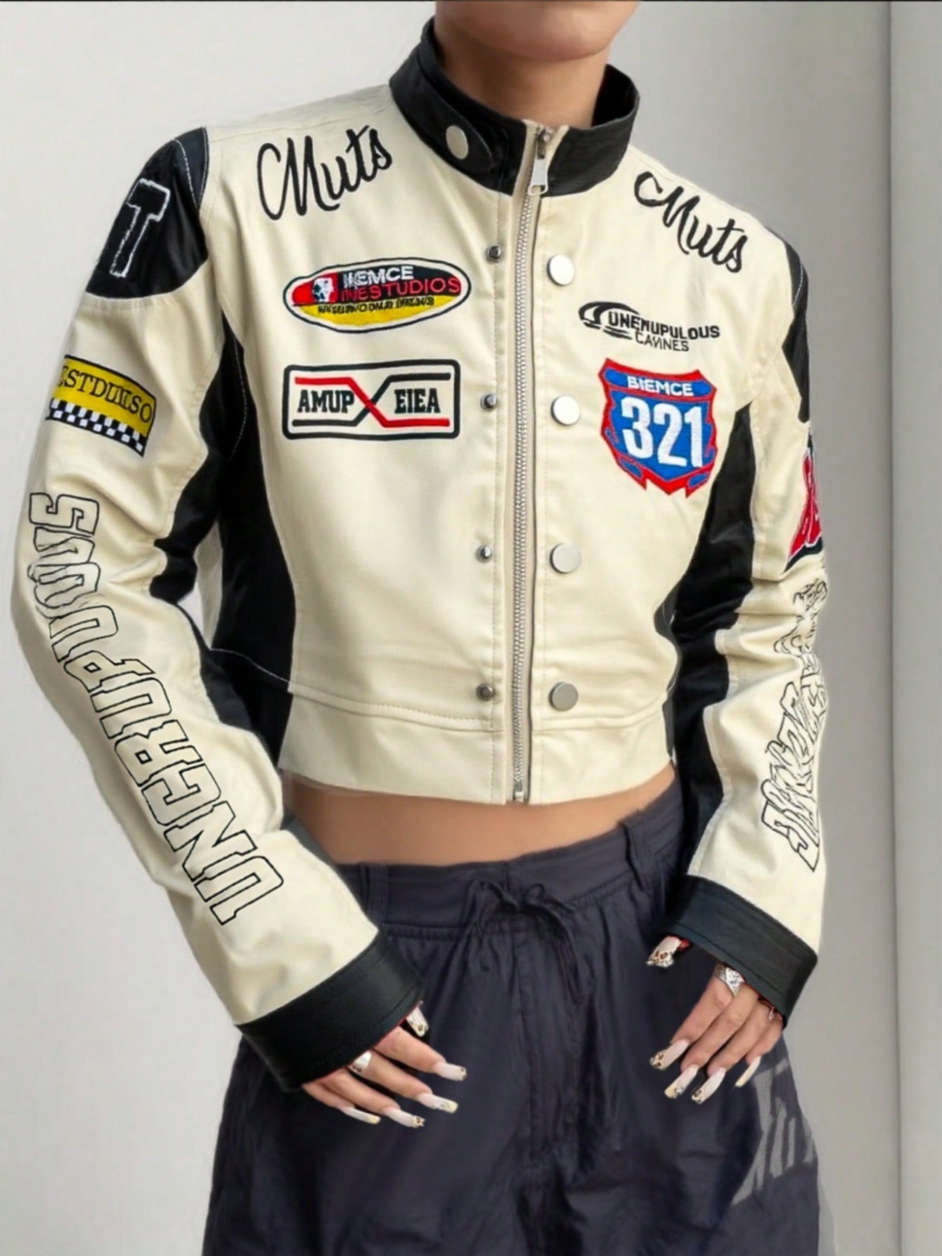 Women Y2K Leather Jacket, Fluffy Jacket, Baseball Jacket, All Season, Airport Outfit, Travel Daily, Letter