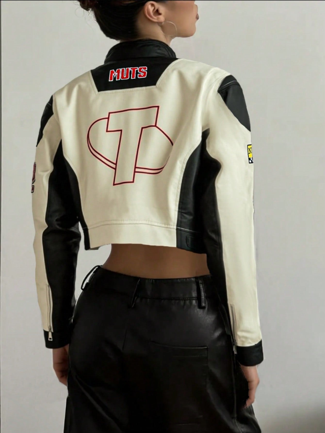 Women Y2K Leather Jacket, Fluffy Jacket, Baseball Jacket, All Season, Airport Outfit, Travel Daily, Letter