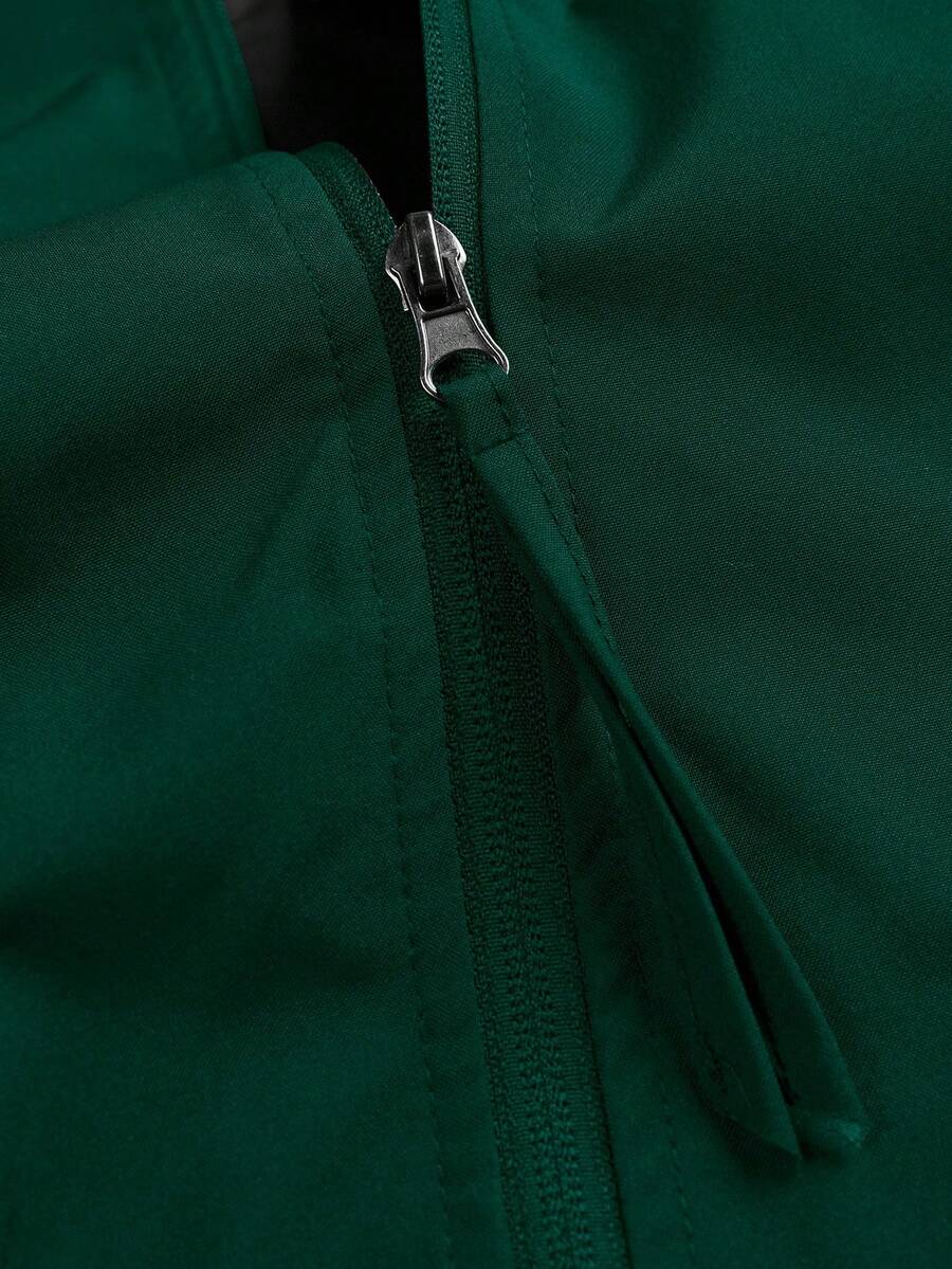 Manfinity EMRG Men's Casual Contrast Trim Hooded Jacket Techwear Jacket, Men Zip-Up Futuristic Outdoor Windbreaker, Fall, Perfect Holiday Gift For Boyfriend