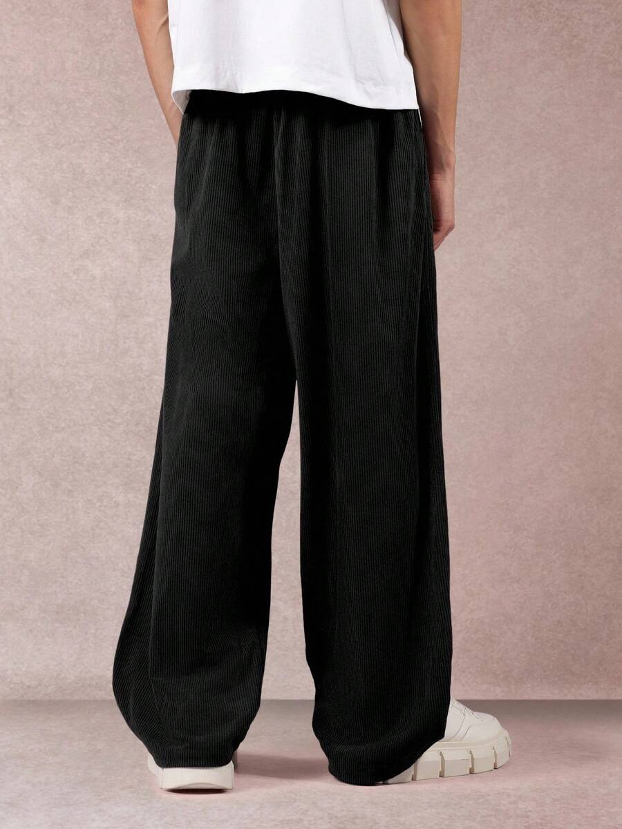 SUMWON Wide Leg Corduroy Pants High Waist Pleated Casual Fall Winter Trousers Relaxed Fit Comfort Straight Baggy Streetwear Bottoms
