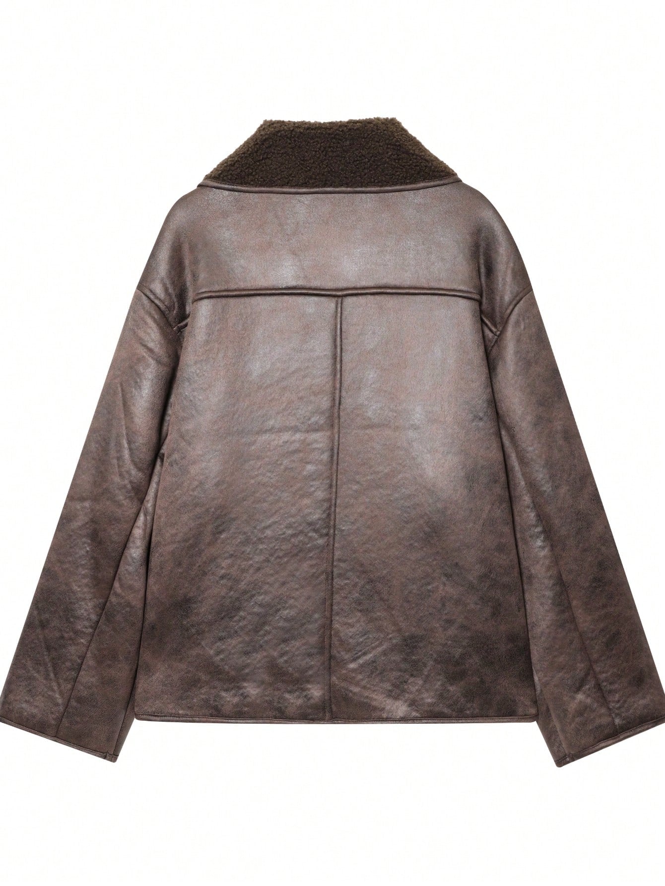 DEEKA Women Autumn/Winter Faux Fur Collar Reversible Fleece Jacket