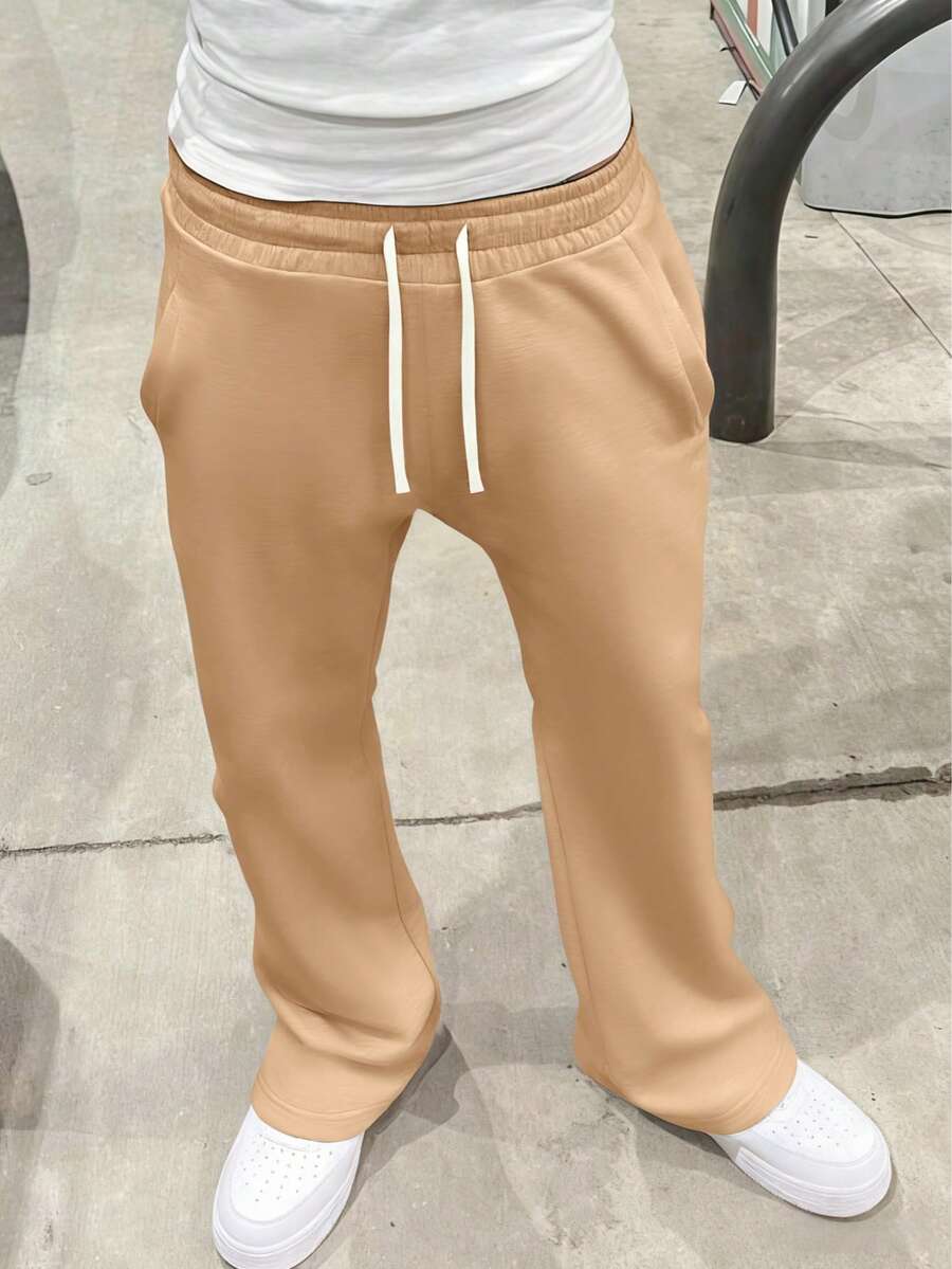 Men's Lightweight Knit Pants, Fashion Versatile Casual High Street Jogging Trousers, Oversized Loose Fit With Drawstring Waist And Pockets, Durable, Suitable For Autumn, Great Gift For Husband Or Boyfriend, Wear For Street, Commute, Outdoor, Vacation