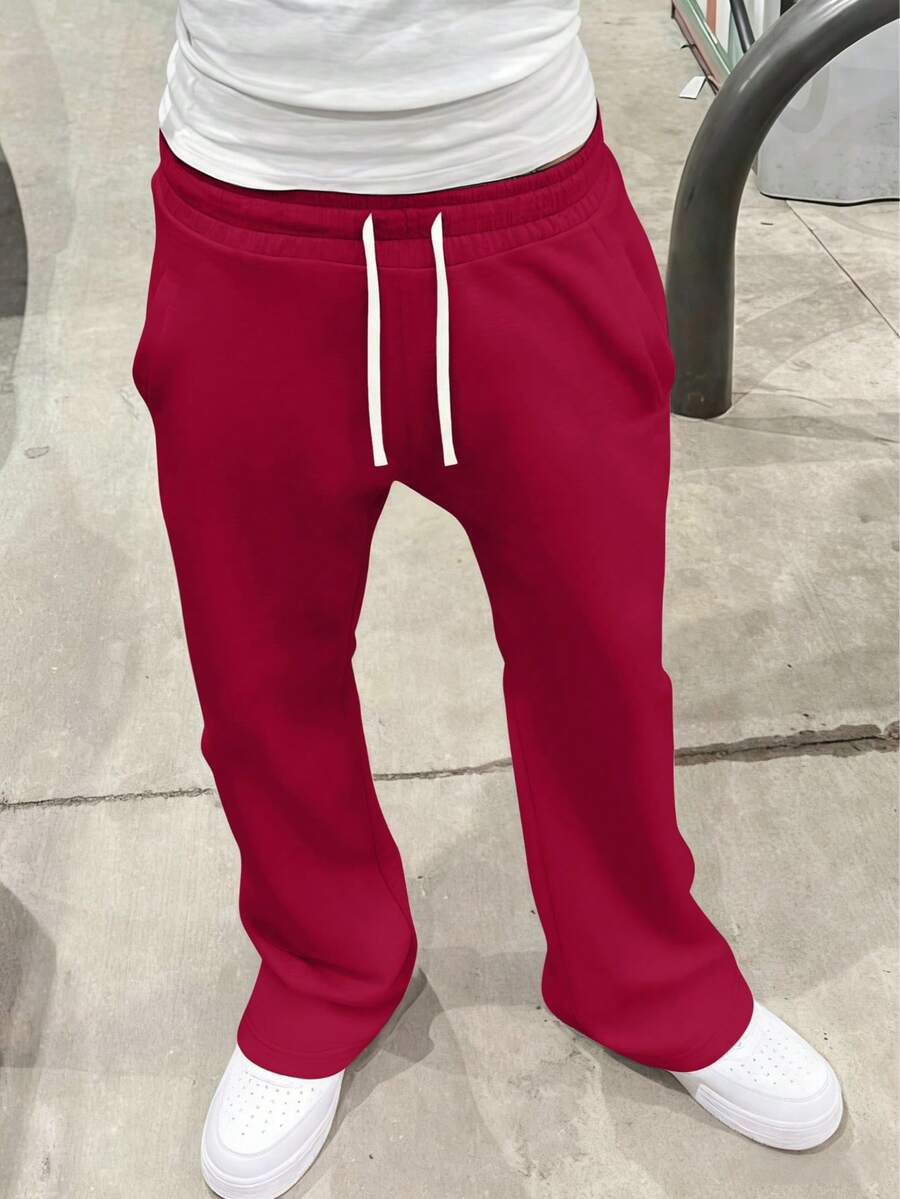 Men's Lightweight Knit Pants, Fashion Versatile Casual High Street Jogging Trousers, Oversized Loose Fit With Drawstring Waist And Pockets, Durable, Suitable For Autumn, Great Gift For Husband Or Boyfriend, Wear For Street, Commute, Outdoor, Vacation