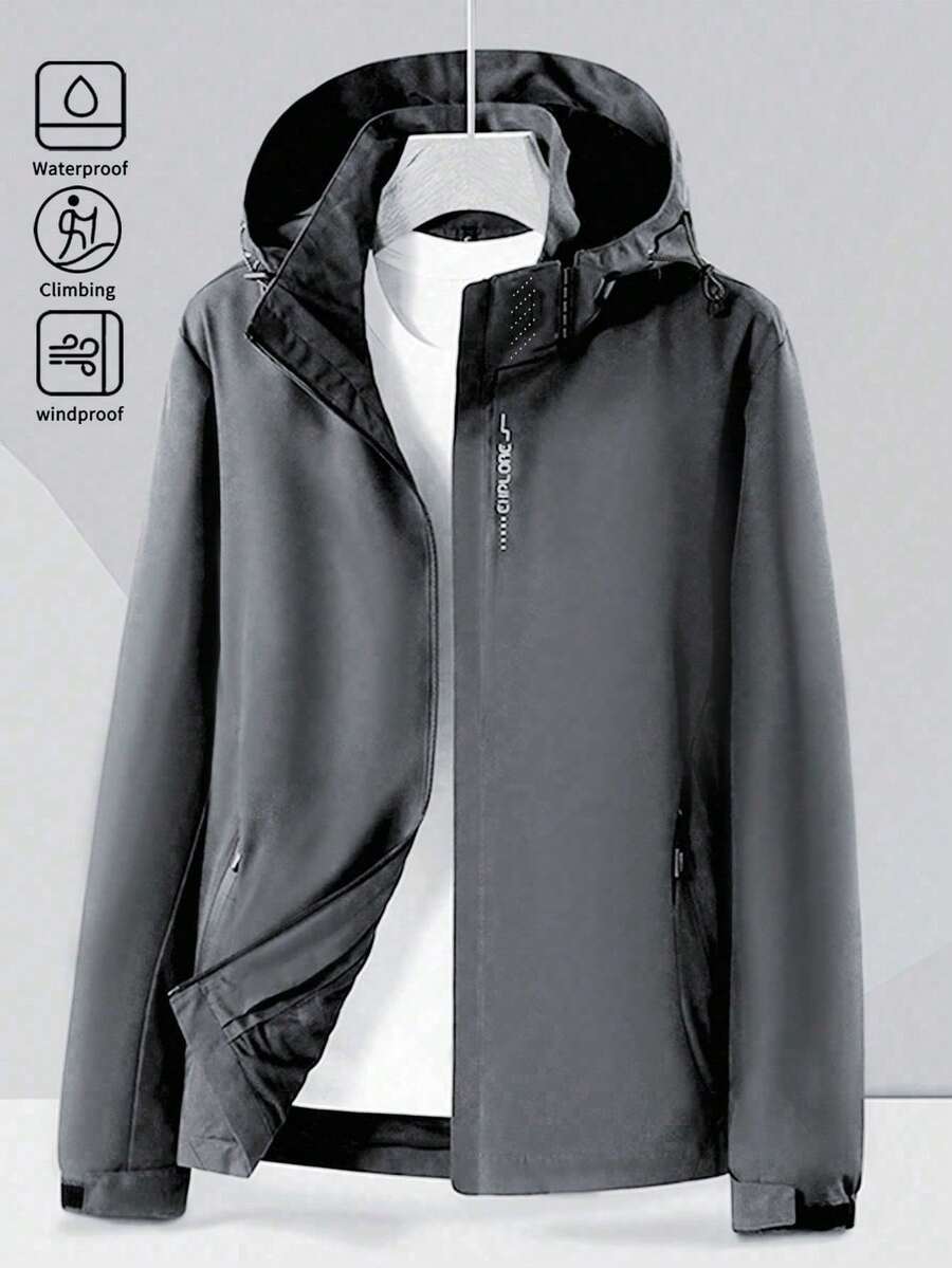 Outdoor Men Assault Jacket, Hooded, Windproof, Waterproof, Stain-Resistant Mountaineering Jacket With Detachable Hood