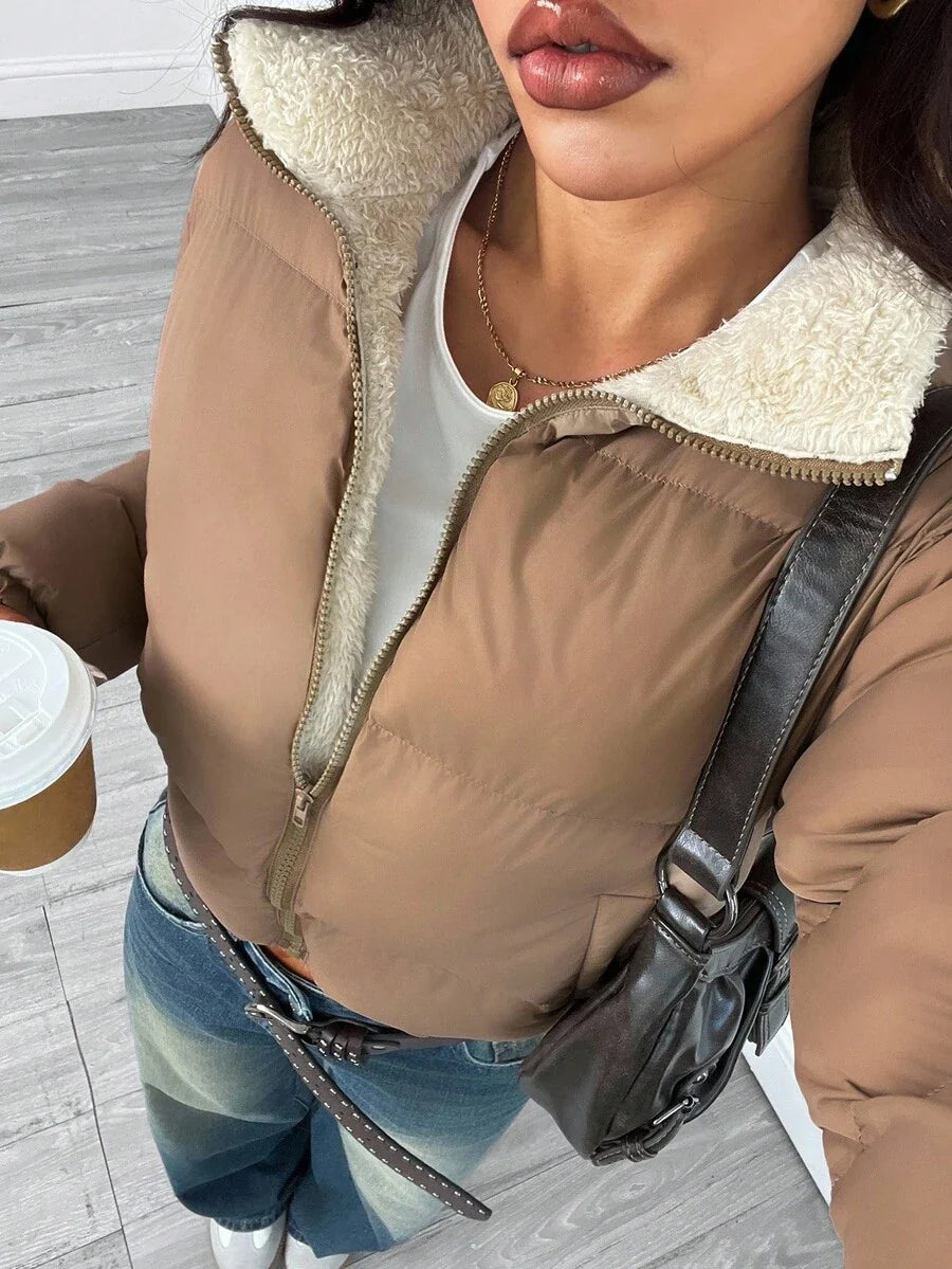 PETITE Women's Warm Thermal Lined Zip-Up Padded Coat, Winter,Cozy Fall And Winter Clothes For Women
