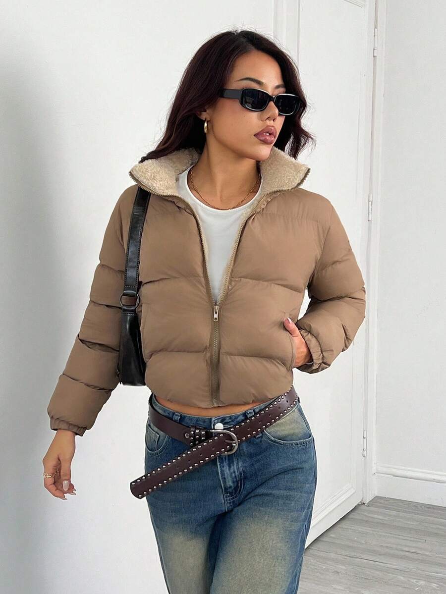 PETITE Women's Warm Thermal Lined Zip-Up Padded Coat, Winter,Cozy Fall And Winter Clothes For Women