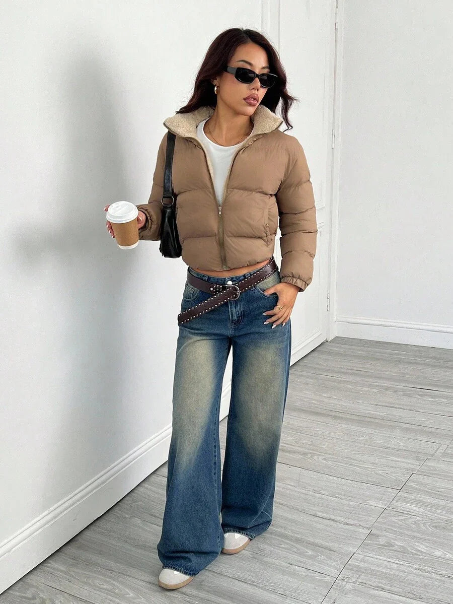 PETITE Women's Warm Thermal Lined Zip-Up Padded Coat, Winter,Cozy Fall And Winter Clothes For Women