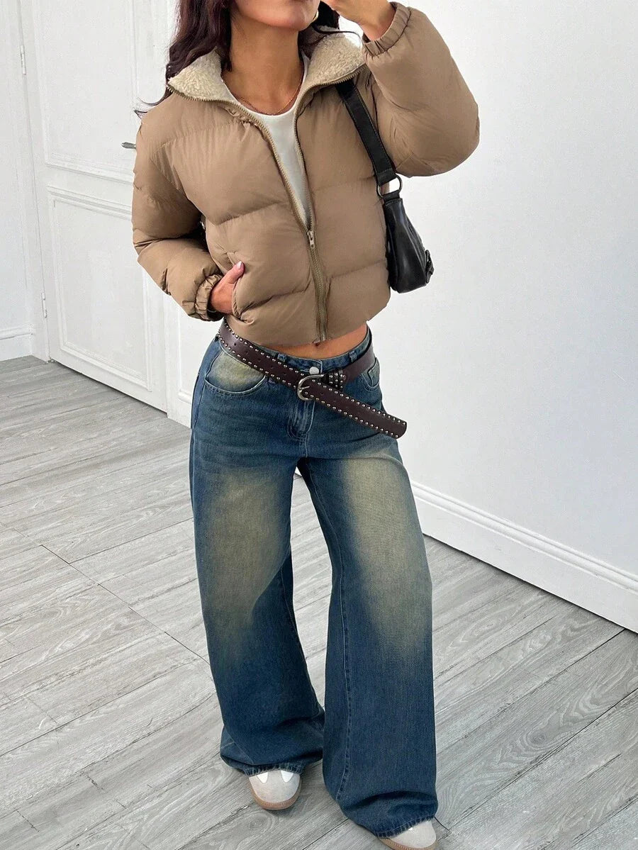 PETITE Women's Warm Thermal Lined Zip-Up Padded Coat, Winter,Cozy Fall And Winter Clothes For Women