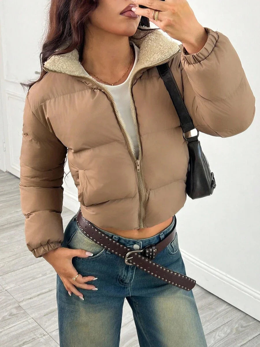 PETITE Women's Warm Thermal Lined Zip-Up Padded Coat, Winter,Cozy Fall And Winter Clothes For Women