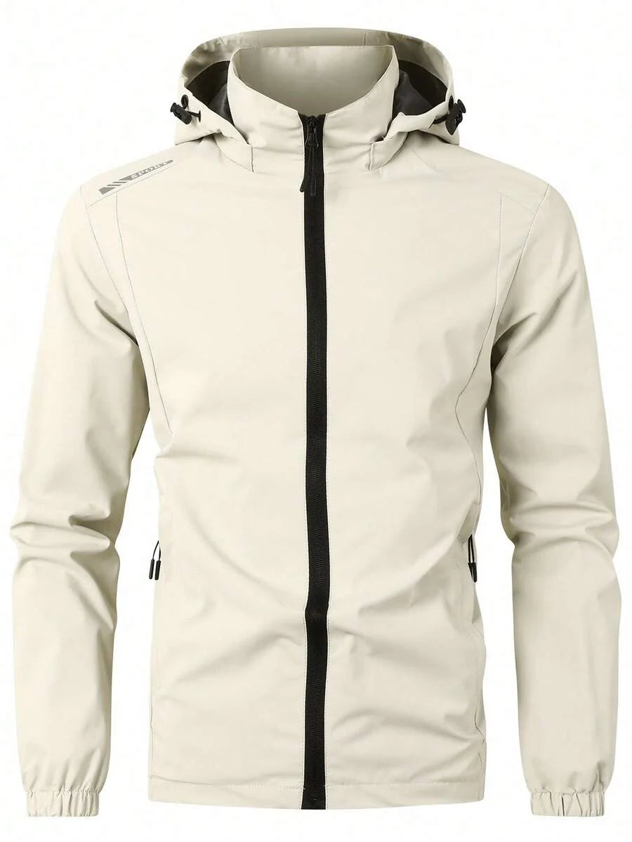Manfinity Homme Loose Fit Men's Letter Graphic Zip-Up Hoodie Jacket (Without T-Shirt)