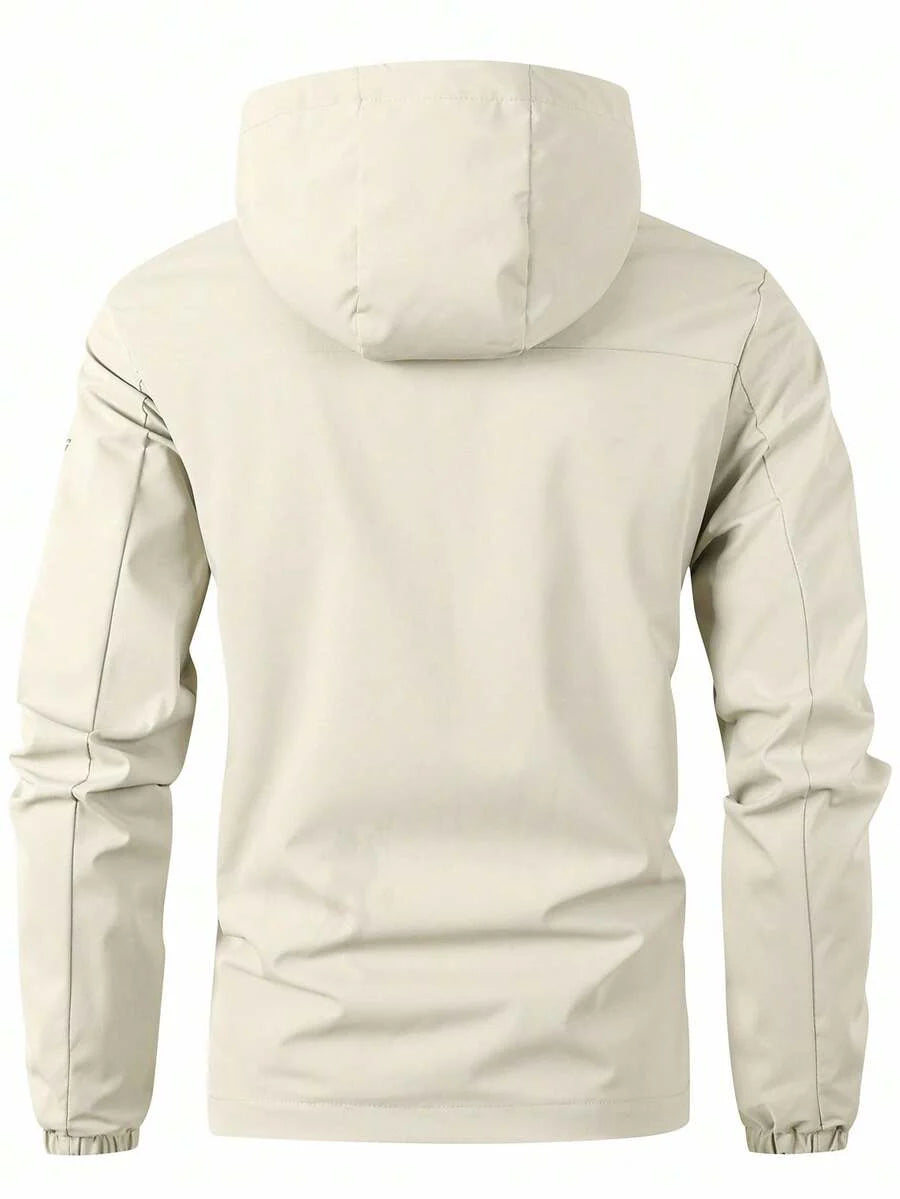 Manfinity Homme Loose Fit Men's Letter Graphic Zip-Up Hoodie Jacket (Without T-Shirt)