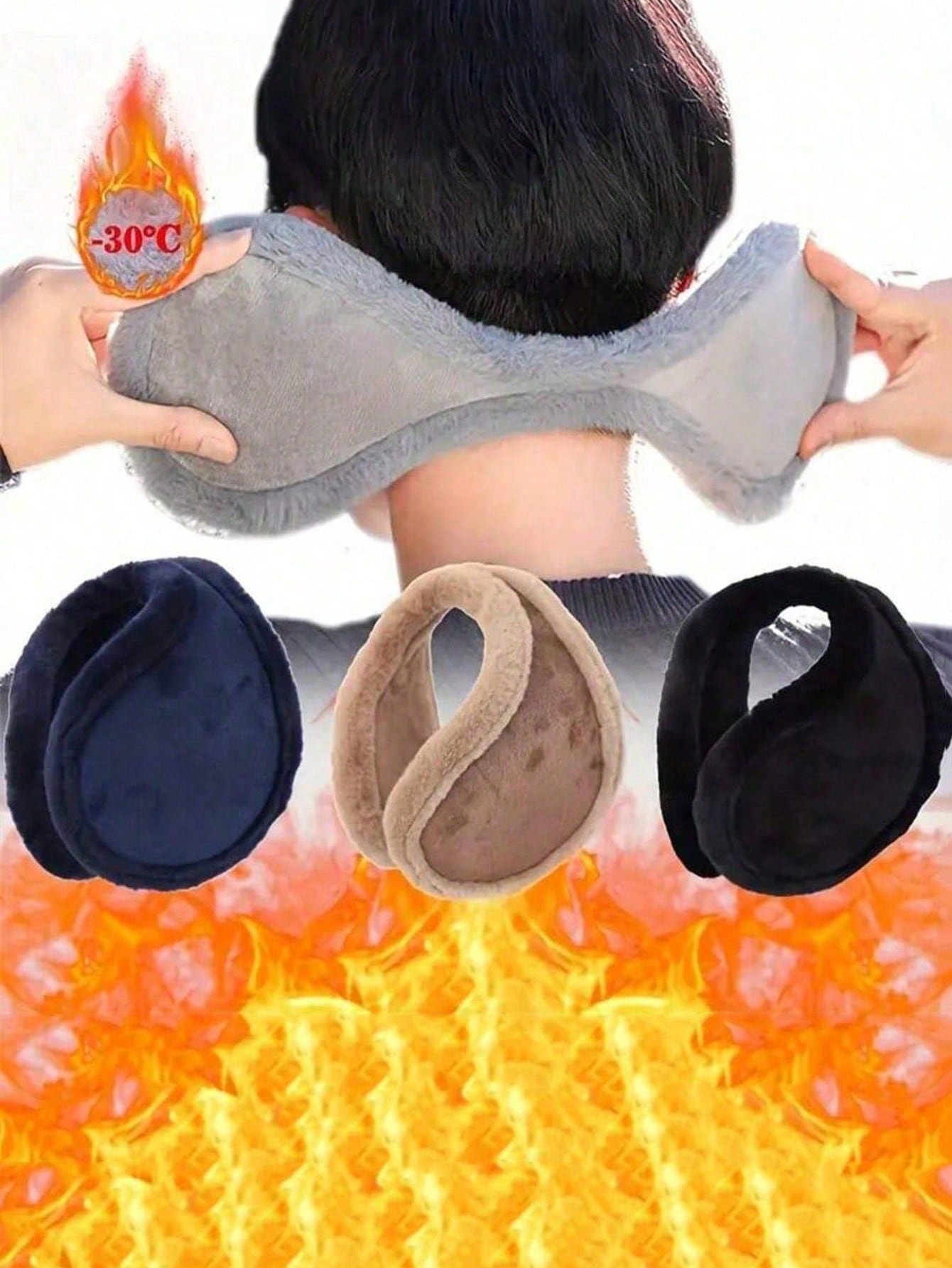 1pc New Rear-Wearing Ear Muffs, Winter Student Ear Warmers, Unisex Autumn/Winter Soft, Elastic, Warm Ear Covers, Outdoor Skiing, Running, Cycling Wind