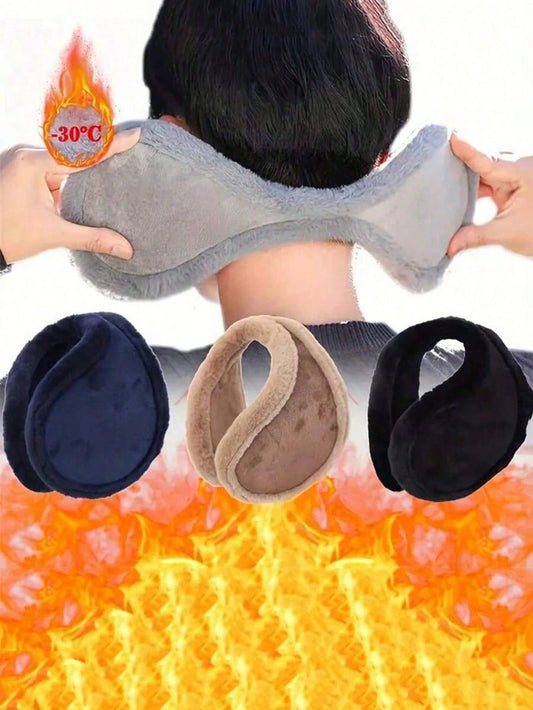 1pc New Rear-Wearing Ear Muffs, Winter Student Ear Warmers, Unisex Autumn/Winter Soft, Elastic, Warm Ear Covers, Outdoor Skiing, Running, Cycling Wind