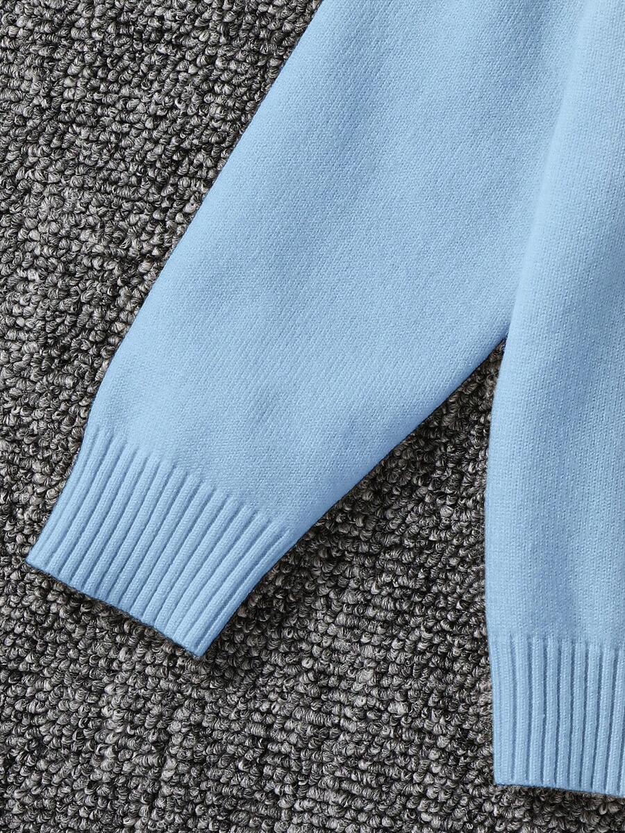 1pc Young Boys' Casual Comfortable Solid Color Versatile Loose Fit Turtleneck Sweater