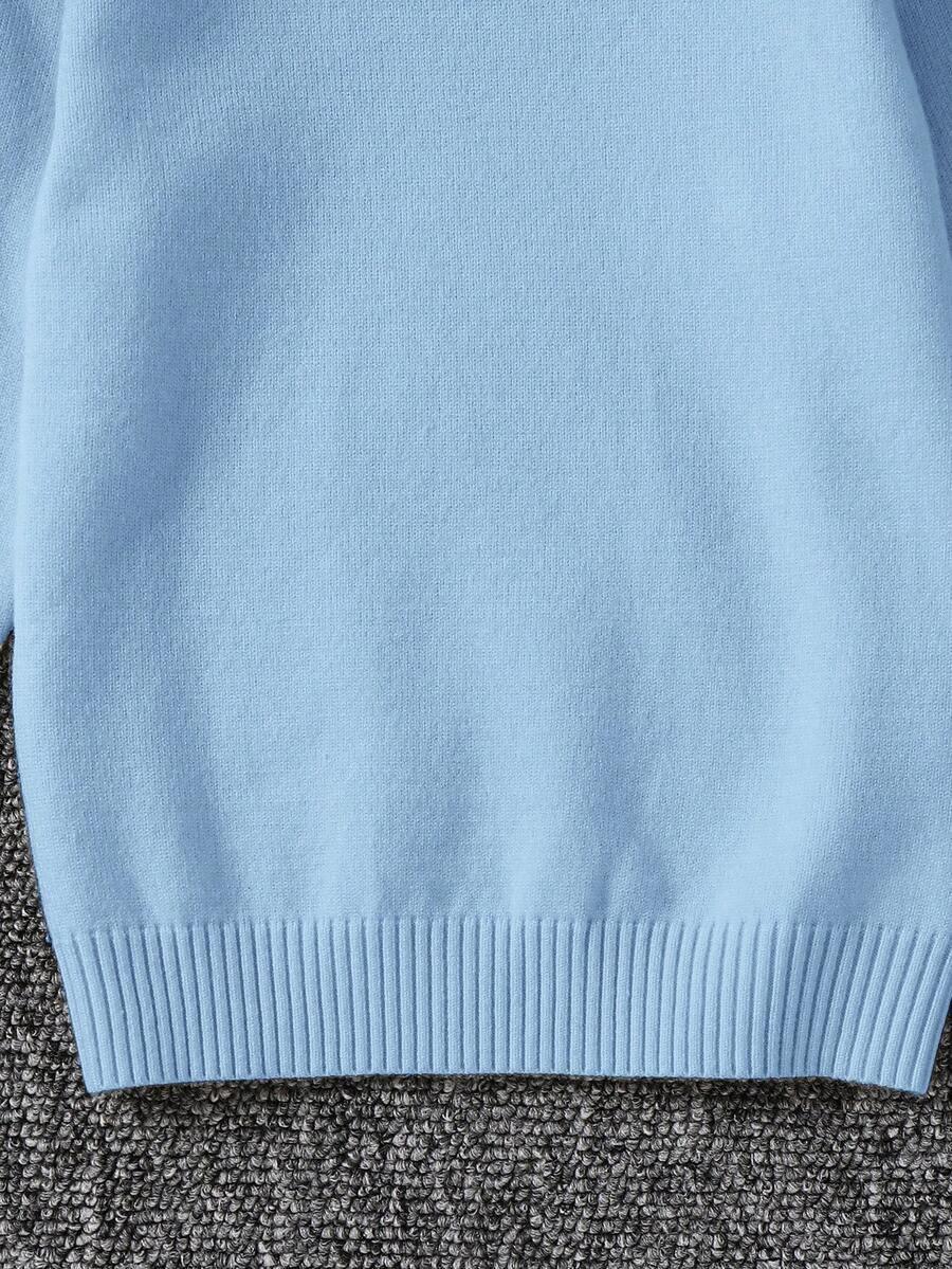 1pc Young Boys' Casual Comfortable Solid Color Versatile Loose Fit Turtleneck Sweater