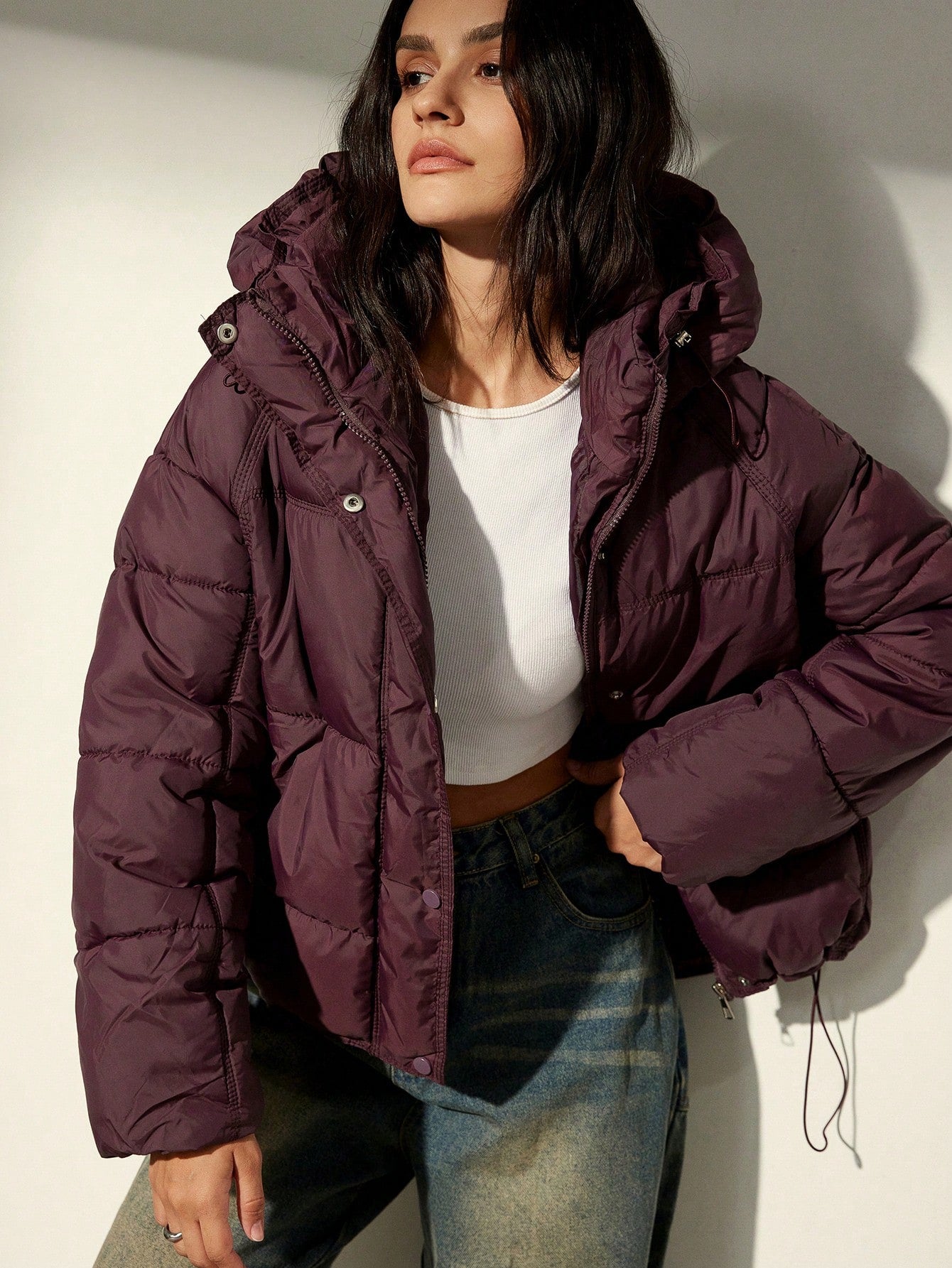 Aveloria Modichic Puff Cotton Padded Hooded Short Jacket, Thick Warm Quilted Coat For Women, Winter