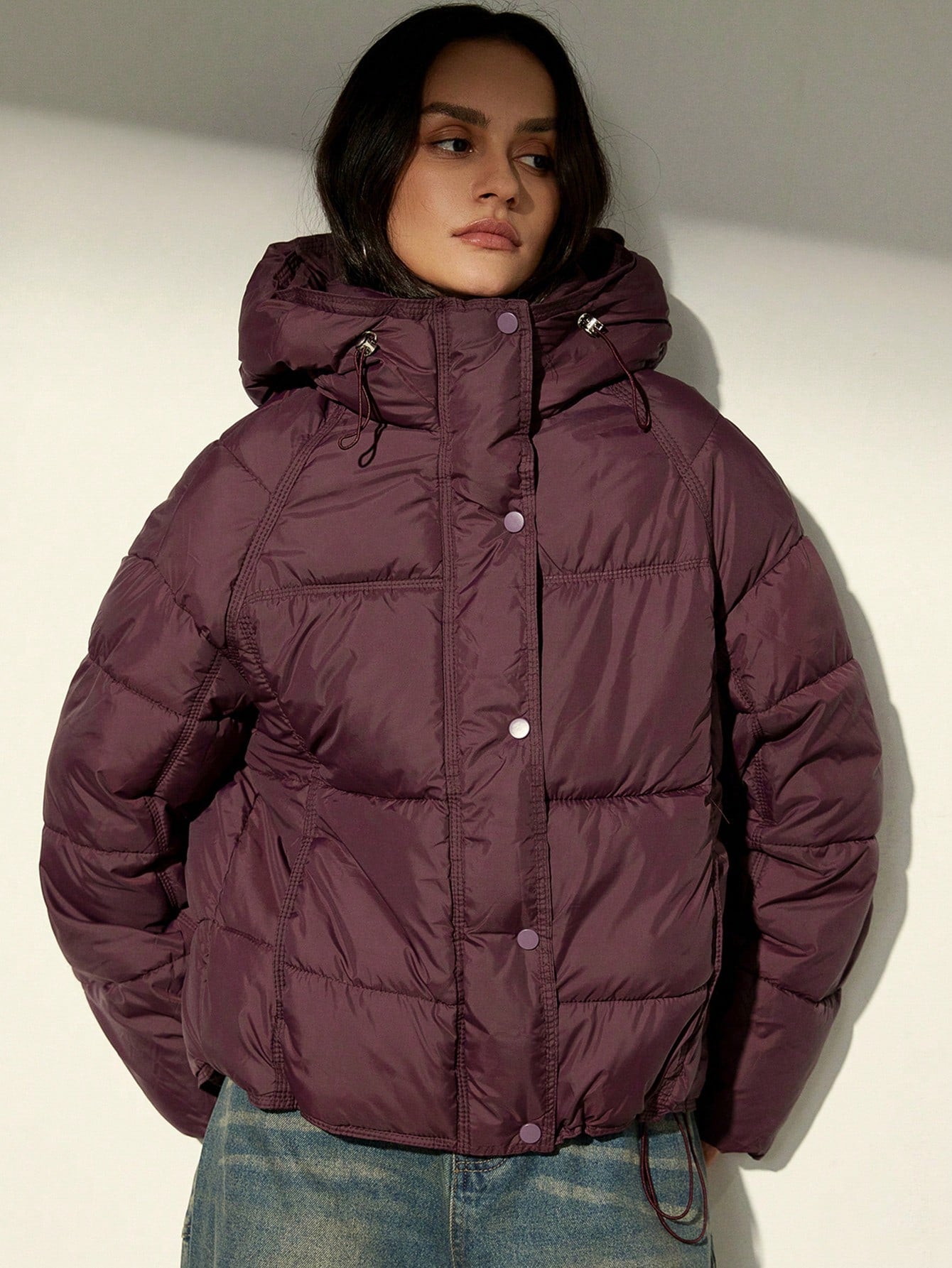 Aveloria Modichic Puff Cotton Padded Hooded Short Jacket, Thick Warm Quilted Coat For Women, Winter